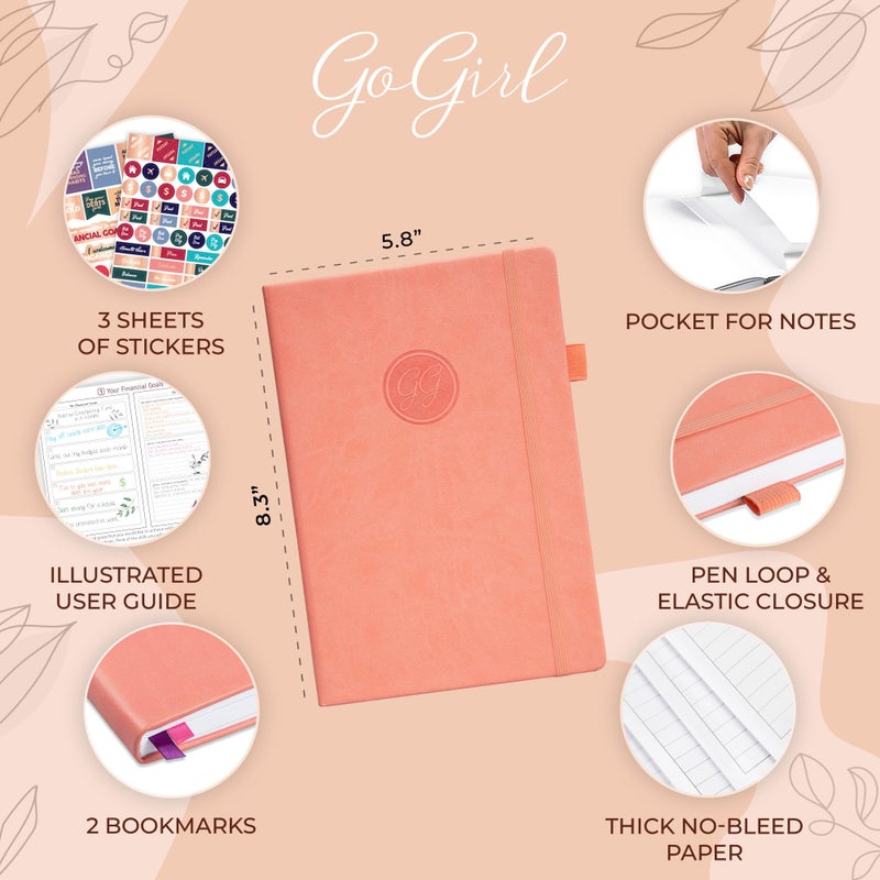 GoGirl Budget Planner â€“ Monthly Financial Planner Organizer Budget Book. Expense Tracker Notebook Journal to Control Money, A5 (Peach Pink) - Image 2